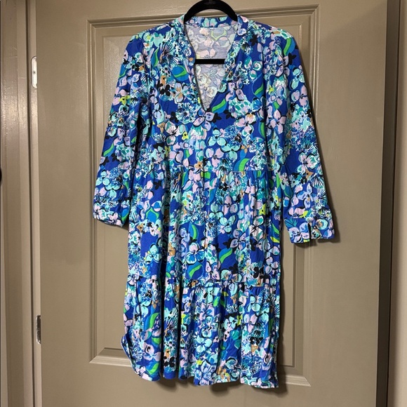 Lily Pulitzer • Alaina Dress Blue Grotto Twilight Tropics - Picture 4 of 6